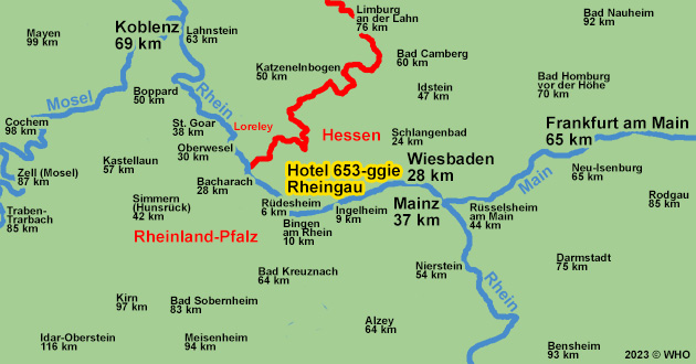 Kurzurlaub Wellness im Hotel im Rheingau zwischen Geisenheim am Rhein, Rüdesheim, Schloss Johannisberg, Eberbach und Wiesbaden in Hessen.